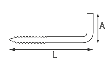 Alcayata, curva, unidades métricas con tuerca, M8 x 100/57, cincada